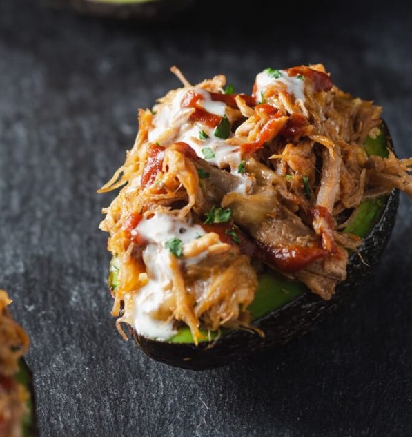 keto puled pork stuffed avocado