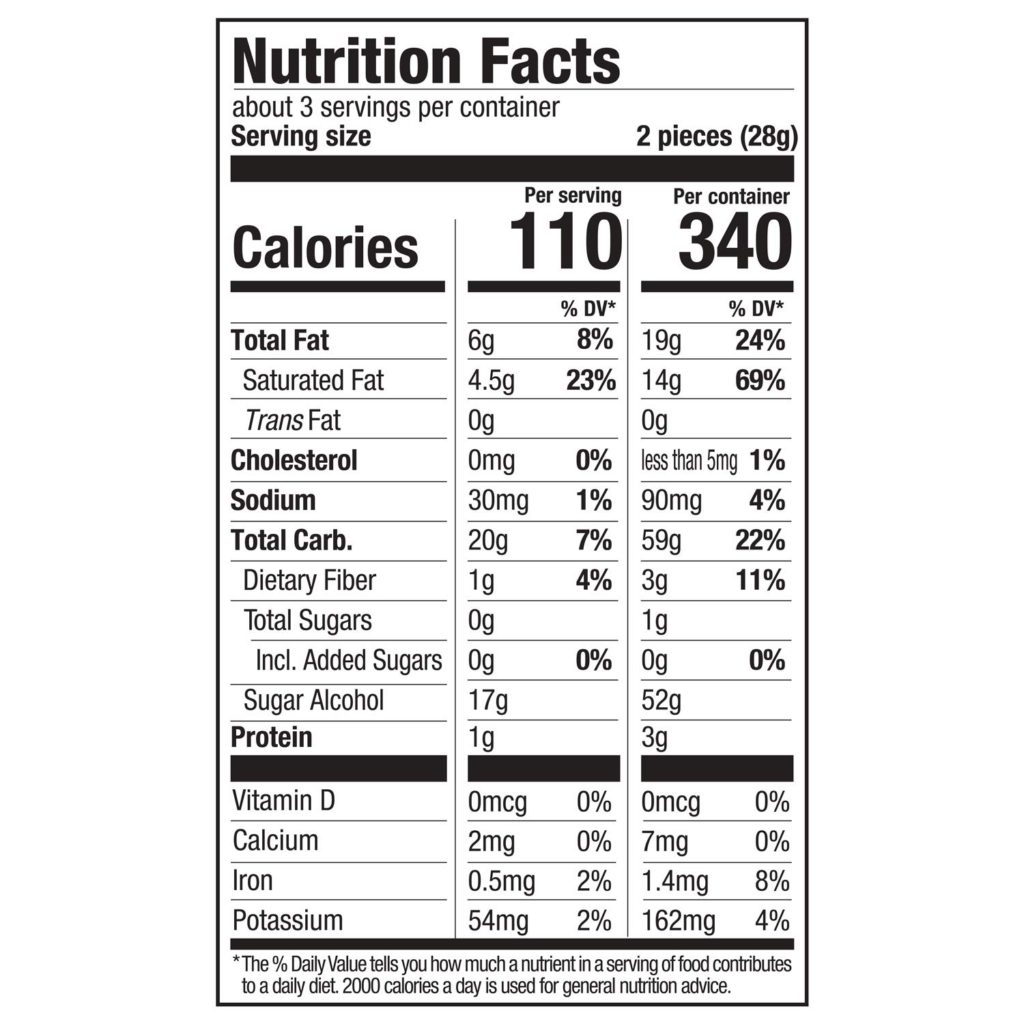 russell stover sugar free nutrition