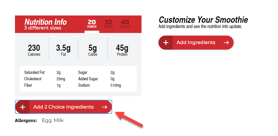 Smoothie King Nutrition Calculator 1